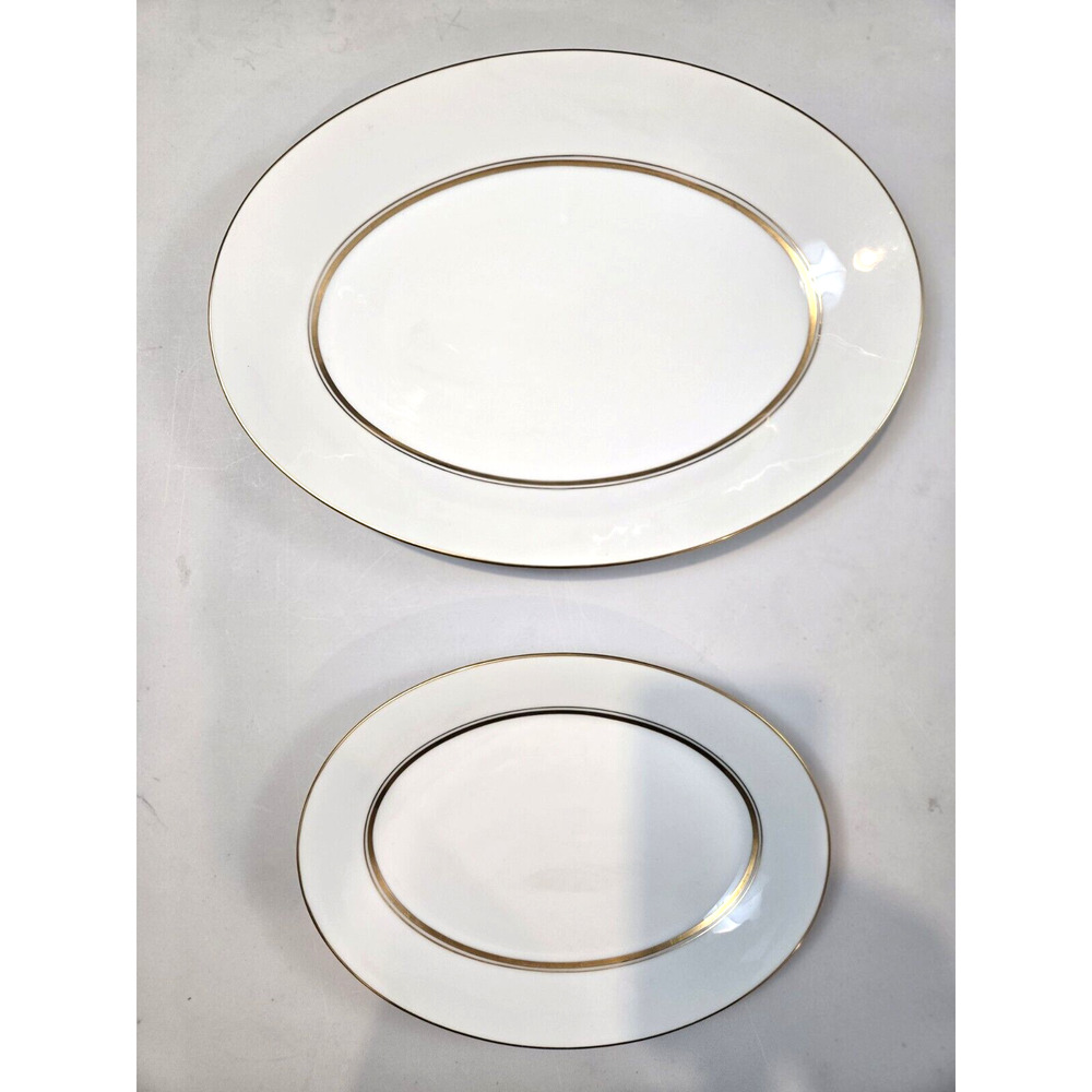 Vintage Noritake Japan 6526 Gloria 14" & 16" Platter Set Gold Trim Made in Japan